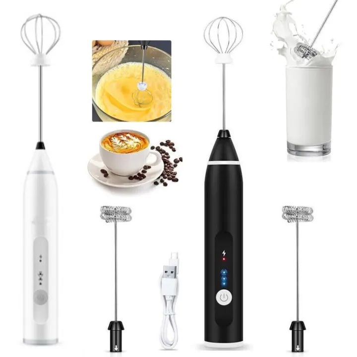2-in-1 USB Rechargeable Mini Milk Frother (3 Speeds) – Portable